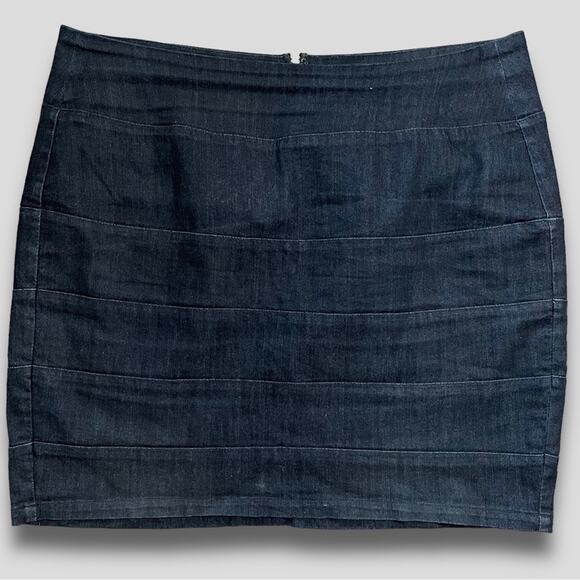 ROZ ALI  WOMENS VINTAGE MINI BANDAGE SKIRT Y2K BOHO WESTERN BLUE 16 - Picture 1 of 7